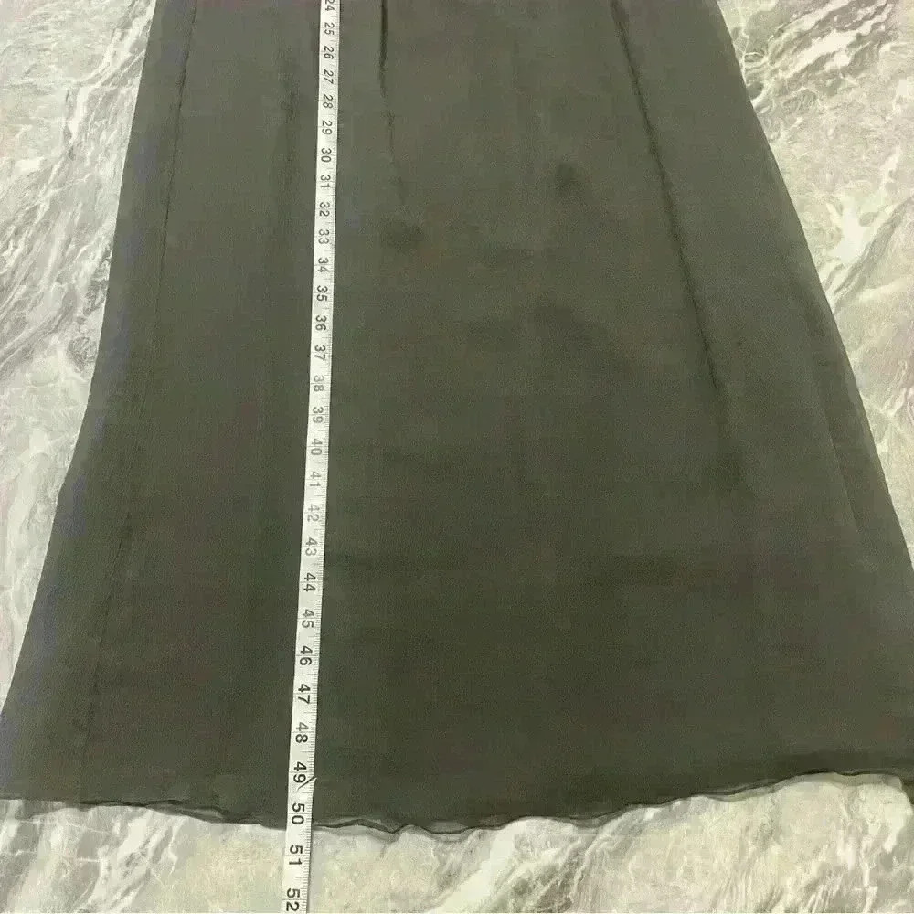 Amsale Women’s Maxi Dress 100% Silk Crinkle Halter Chiffon Gray Size 00 Party - Picture 8 of 13